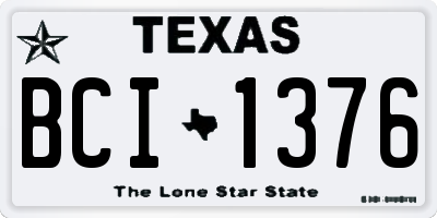 TX license plate BCI1376