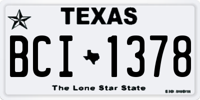 TX license plate BCI1378