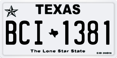 TX license plate BCI1381