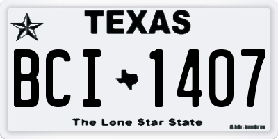 TX license plate BCI1407