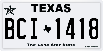 TX license plate BCI1418