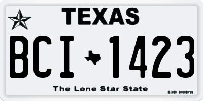 TX license plate BCI1423