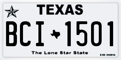 TX license plate BCI1501