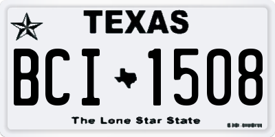 TX license plate BCI1508