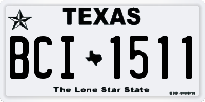TX license plate BCI1511