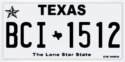 TX license plate BCI1512
