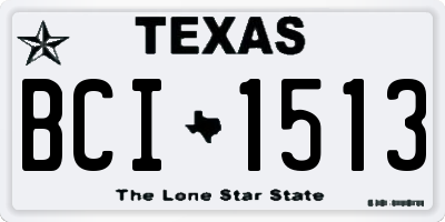 TX license plate BCI1513