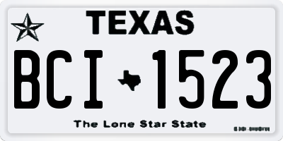 TX license plate BCI1523