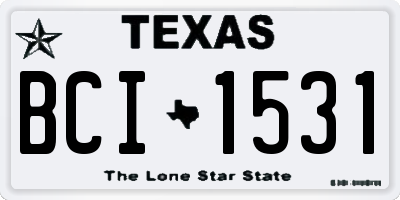 TX license plate BCI1531