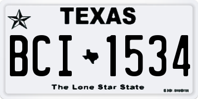 TX license plate BCI1534