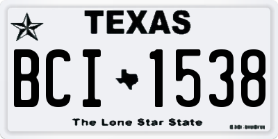 TX license plate BCI1538