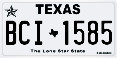 TX license plate BCI1585