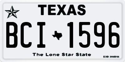 TX license plate BCI1596