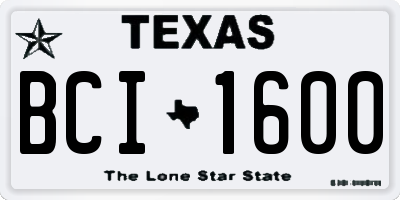 TX license plate BCI1600