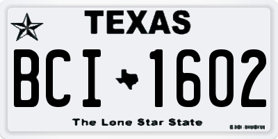 TX license plate BCI1602