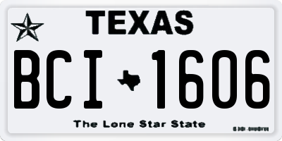 TX license plate BCI1606