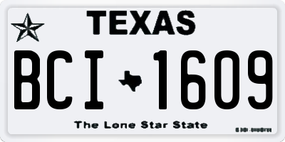 TX license plate BCI1609