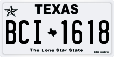 TX license plate BCI1618