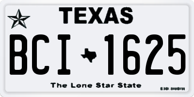 TX license plate BCI1625