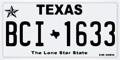 TX license plate BCI1633