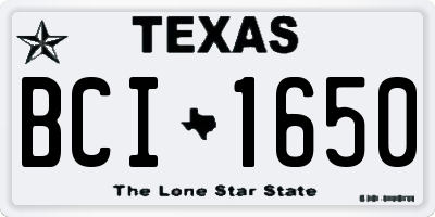 TX license plate BCI1650