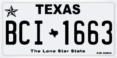 TX license plate BCI1663