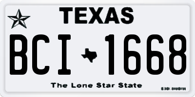 TX license plate BCI1668