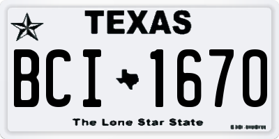 TX license plate BCI1670