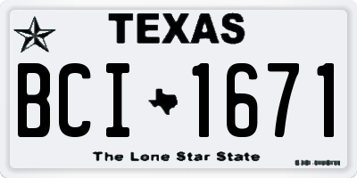 TX license plate BCI1671