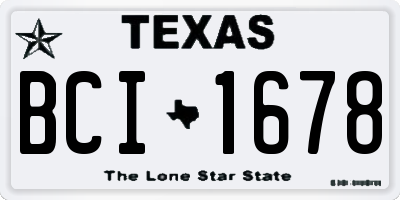 TX license plate BCI1678