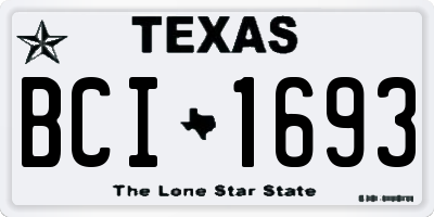 TX license plate BCI1693