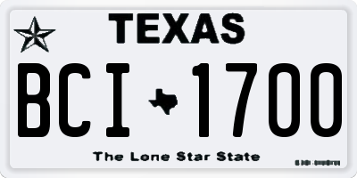 TX license plate BCI1700