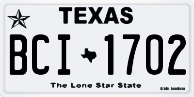 TX license plate BCI1702