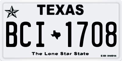 TX license plate BCI1708