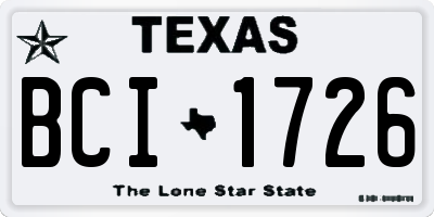 TX license plate BCI1726
