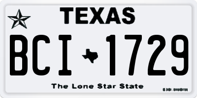 TX license plate BCI1729