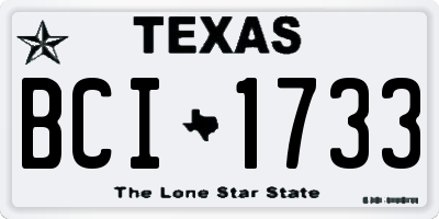 TX license plate BCI1733