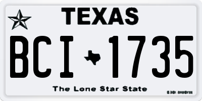 TX license plate BCI1735
