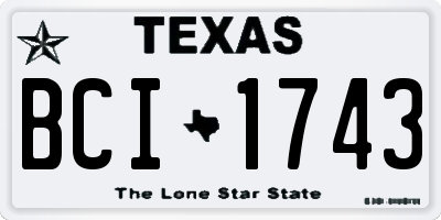 TX license plate BCI1743
