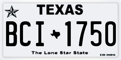 TX license plate BCI1750
