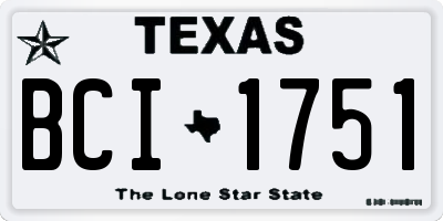 TX license plate BCI1751