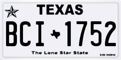 TX license plate BCI1752