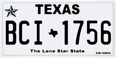 TX license plate BCI1756