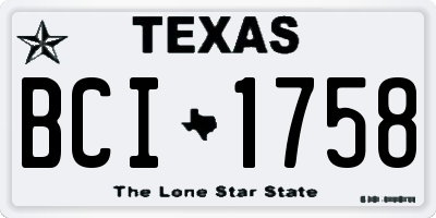 TX license plate BCI1758