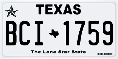 TX license plate BCI1759