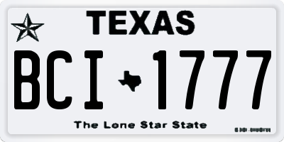 TX license plate BCI1777