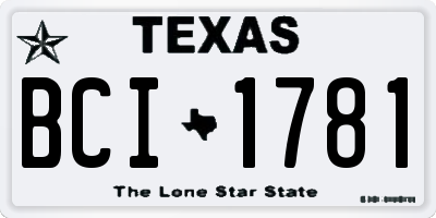 TX license plate BCI1781