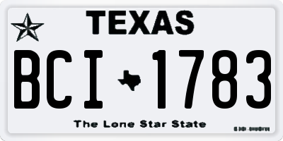 TX license plate BCI1783