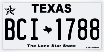 TX license plate BCI1788