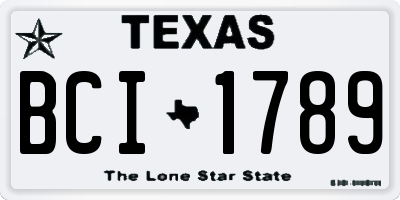 TX license plate BCI1789